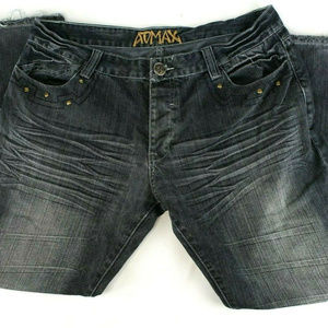 Admax Mens Vintage Distressed Button Fly Jeans